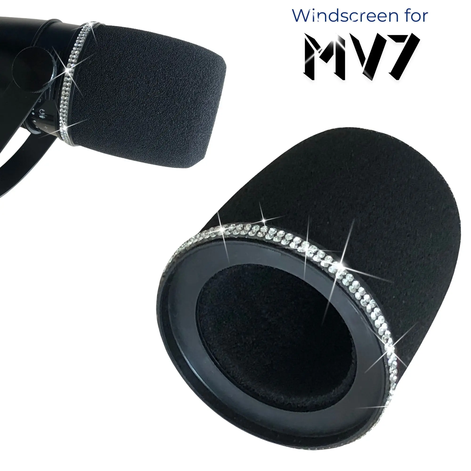 Shure Mic Sm7B - Sparkly MV7 フォームポップフィルター Shure MV7、MV7X、MV7i、MV7+ マイクブームアームスポンジウィンドスクリーンマイクスポンジカバー用